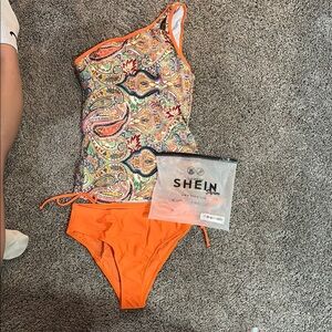 SHEIN Paisley One-Shoulder Swimsuit